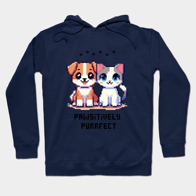 Pixel Dog Cat Pet Pawsitively Purrfect Hoodie by Amado ⭐⭐⭐⭐⭐